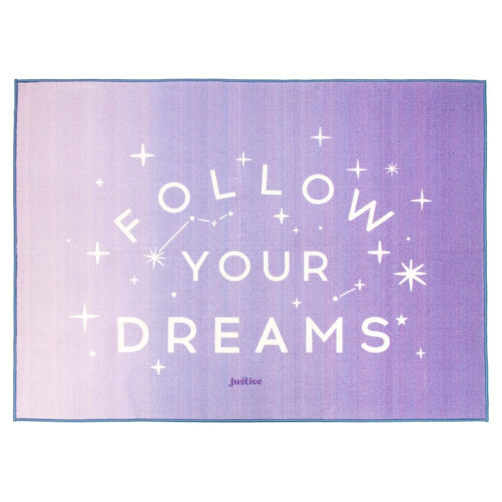 Absolutely NEW! Beautiful Justice Purple Follow Your Dreams Nylon Room Rug!